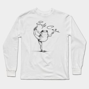 Funny Frog Self Care, Funny, Cottagecore Frog, positive vibe Long Sleeve T-Shirt